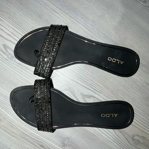 Aldo black sequins sandals